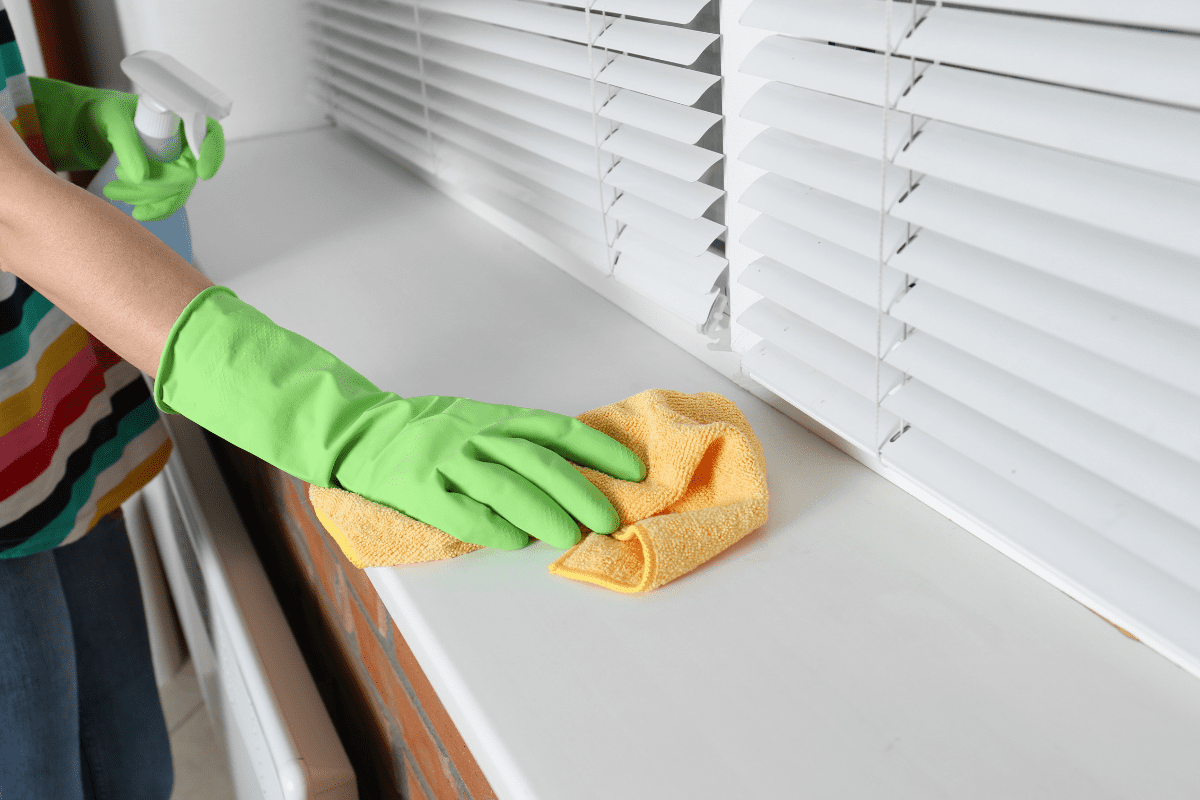 cleaning window sills